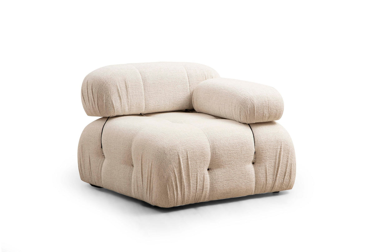 Modulares XXL-Ecksofa Bubble mit Hocker - Creme
