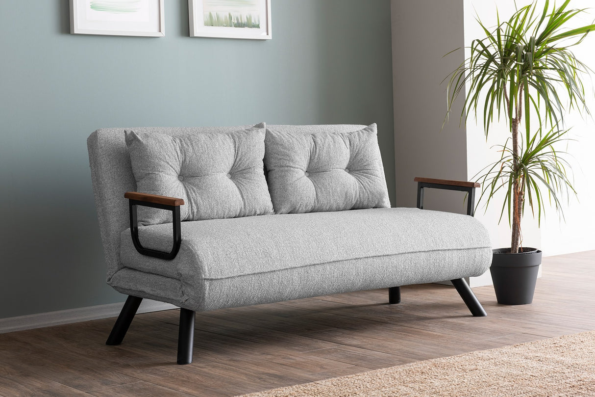 2-Sitzer Schlafsofa Sando Grau Teddystoff