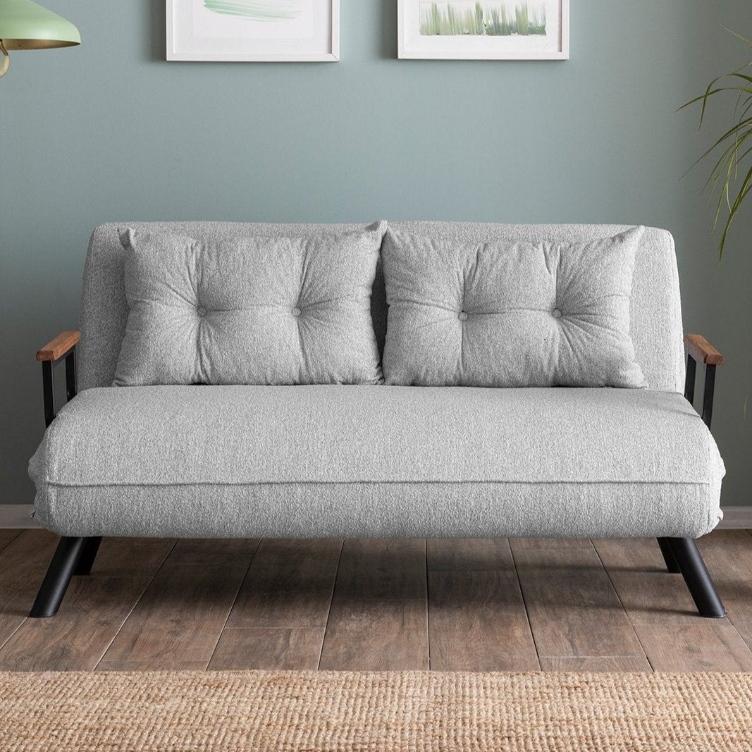 2-Sitzer Schlafsofa Sando Grau Teddystoff
