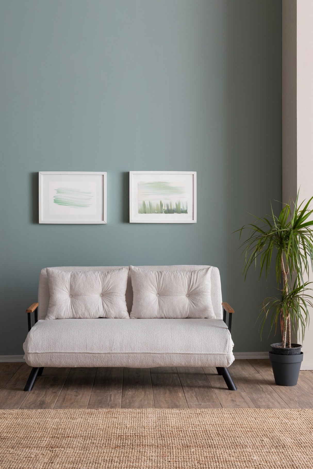 2-Sitzer Schlafsofa Sando Crème Teddystoff