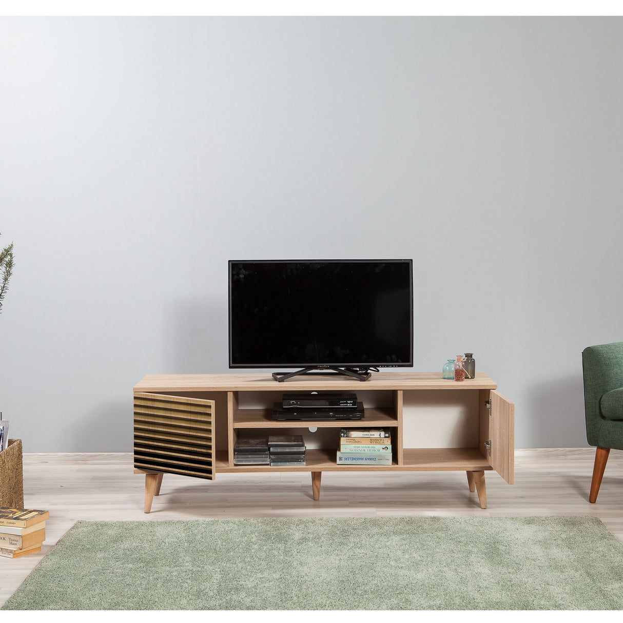 TV-Möbel Truva Sonoma Eiche gestreiftes Melamin 140x50x40 cm