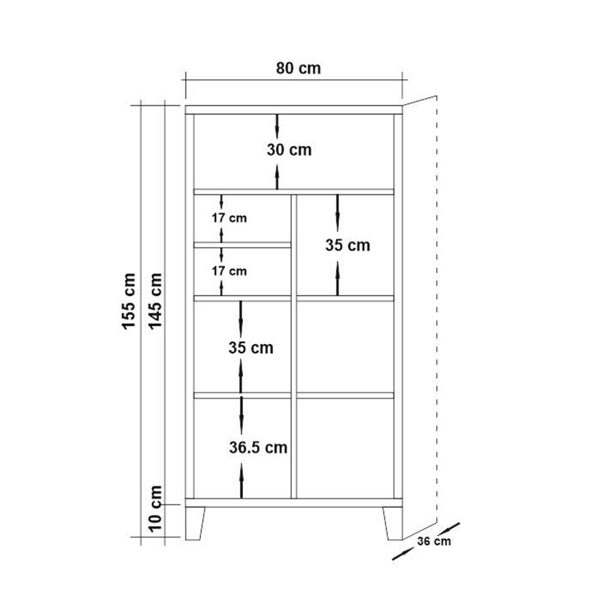 Bücherregal Marina Flora Atlantic Pine Melamin 80x155x36 cm