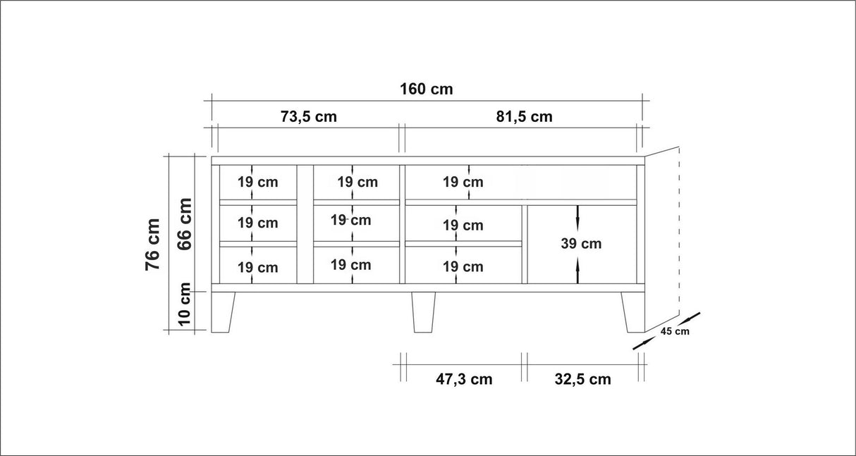 Sideboard Marina Mila Atlantisches Kiefernholz Melamin 160x76x45 cm