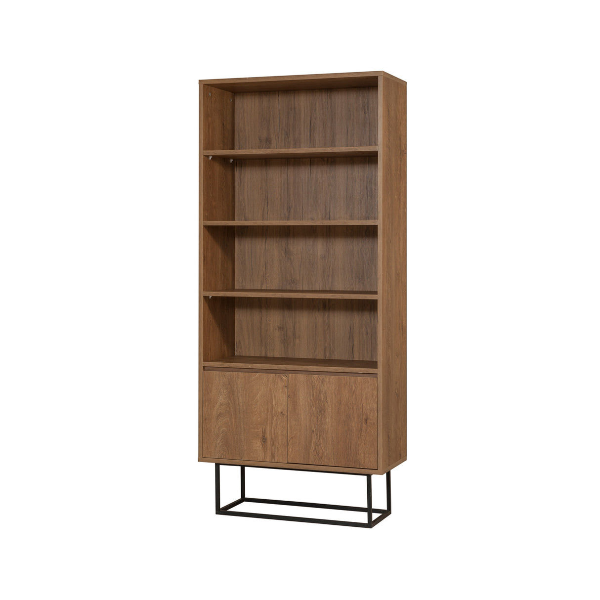 Bücherregal Rea Walnut Black Melamin 80x182x36 cm