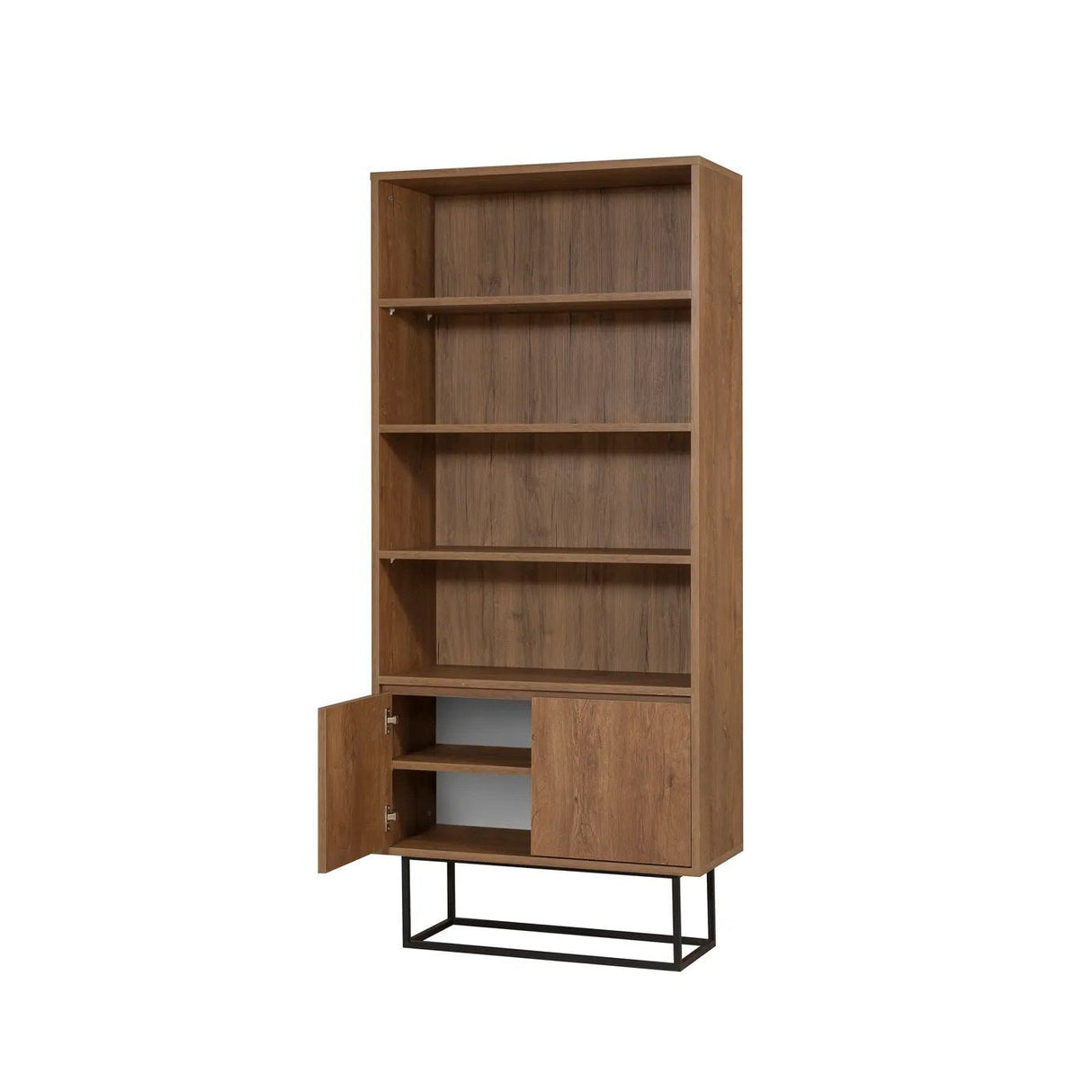 Bücherregal Rea Walnut Black Melamin 80x182x36 cm