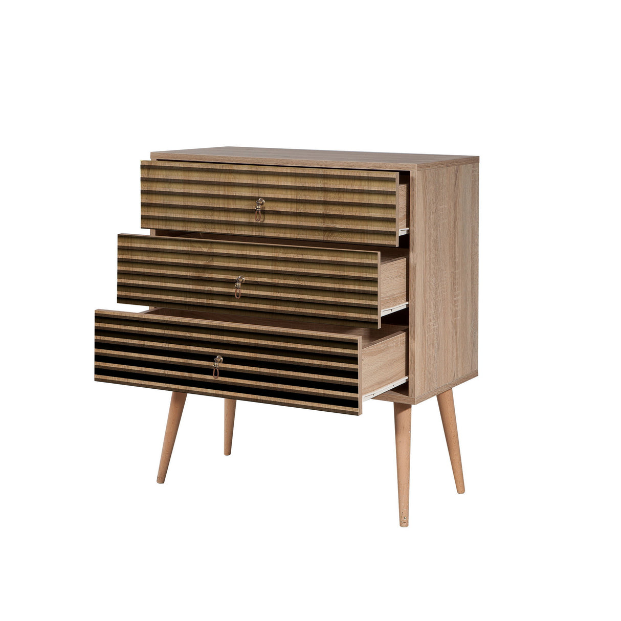 Ladekasten - Ladekast Trio Sonoma Eik Melamine 80x90x40 cm - Dimehouse