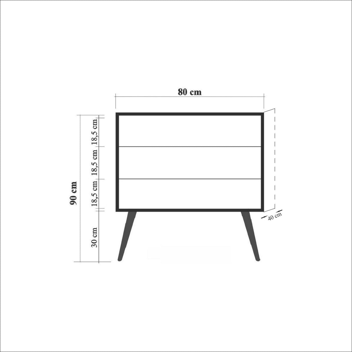 Ladekasten - Ladekast Trio Sonoma Eik Melamine 80x90x40 cm - Dimehouse
