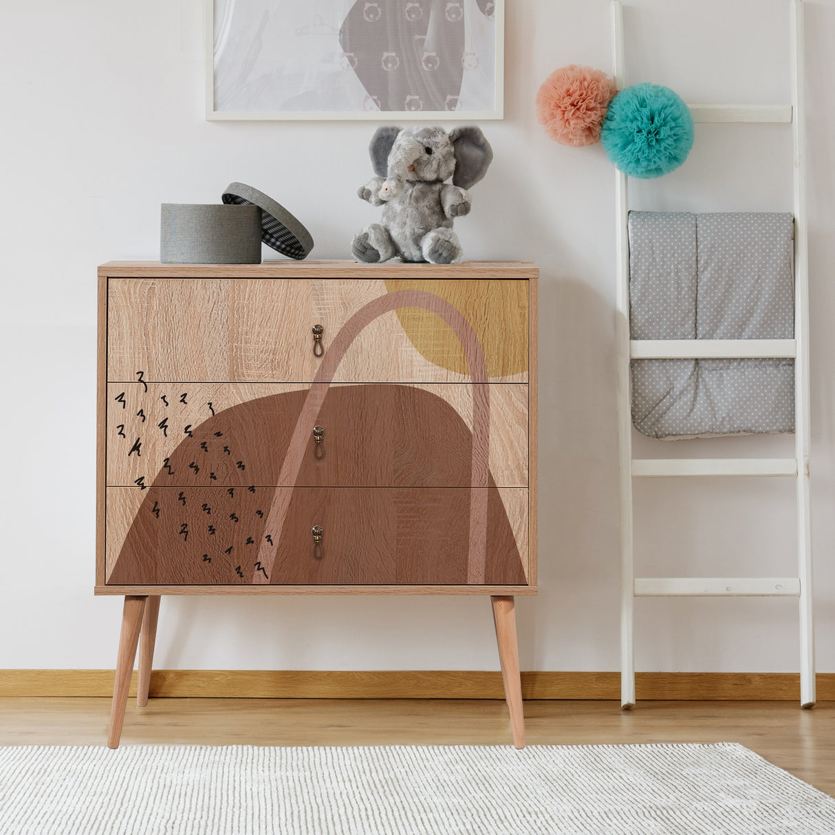 Truhe der Schubladen Stadt Trio Multicolor Melamin 80x89x40 cm