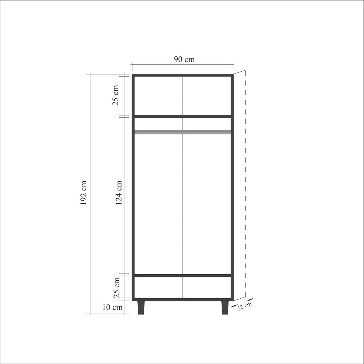Garderobe Stille Sonoma Eik Melamine 90x192x52 cm