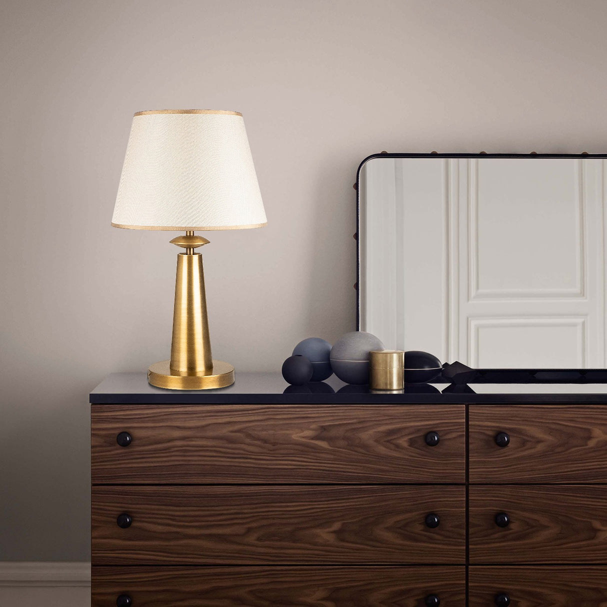 Tischlampe Kupferfarben Stoff Arboria