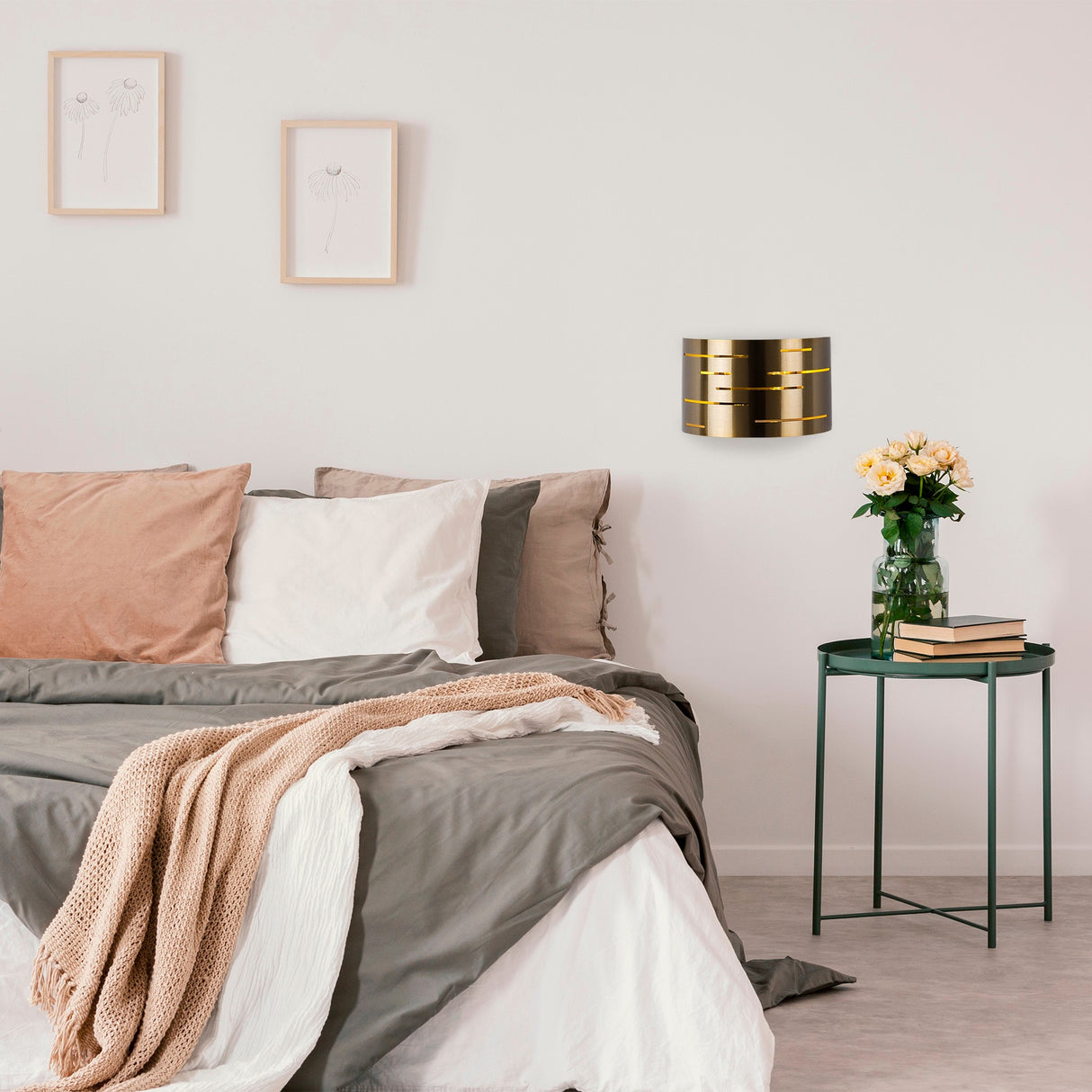 Wandleuchte 1-flammig bronzefarbenes Metall Mesa