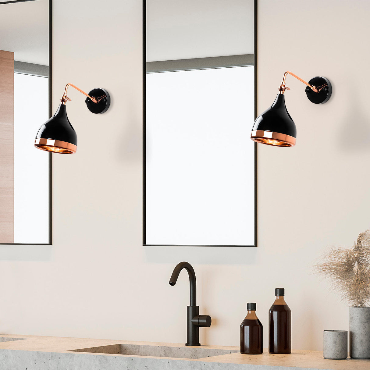 Wandleuchte Schwarz Kupfer Metall Griff