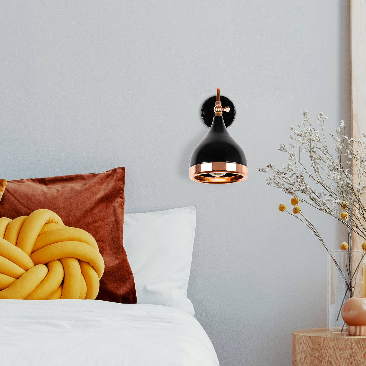 Wandleuchte Schwarz Kupfer Metall Griff