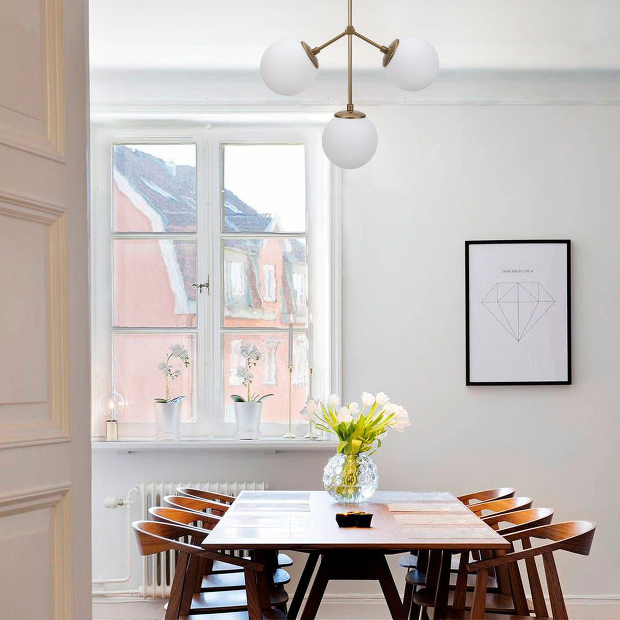 Deckenlampe 3-flammig Weiß Glas Polaris