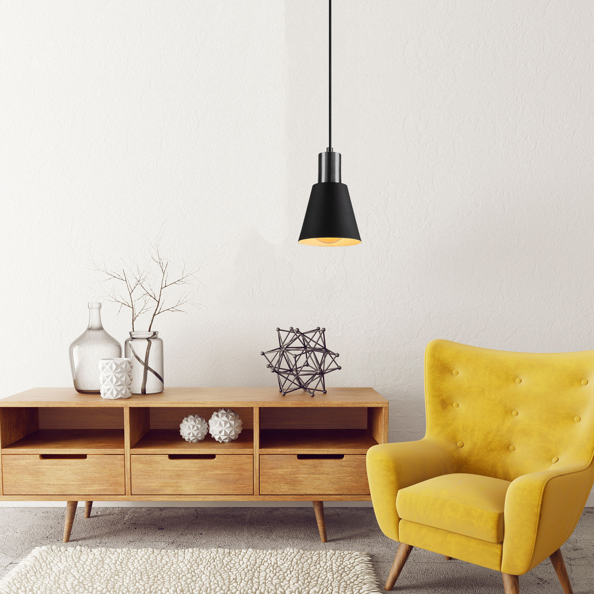 Hängelampe Schwarz Nickel Metall Velora