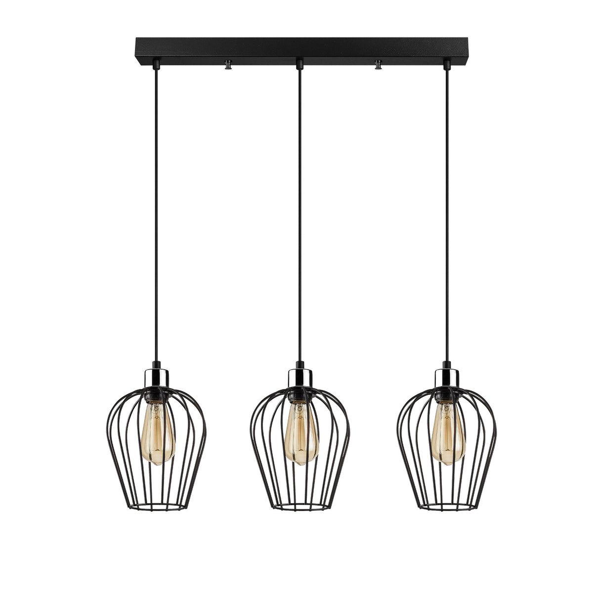 Hängelampe 3-flammig Schwarz Metall Predator