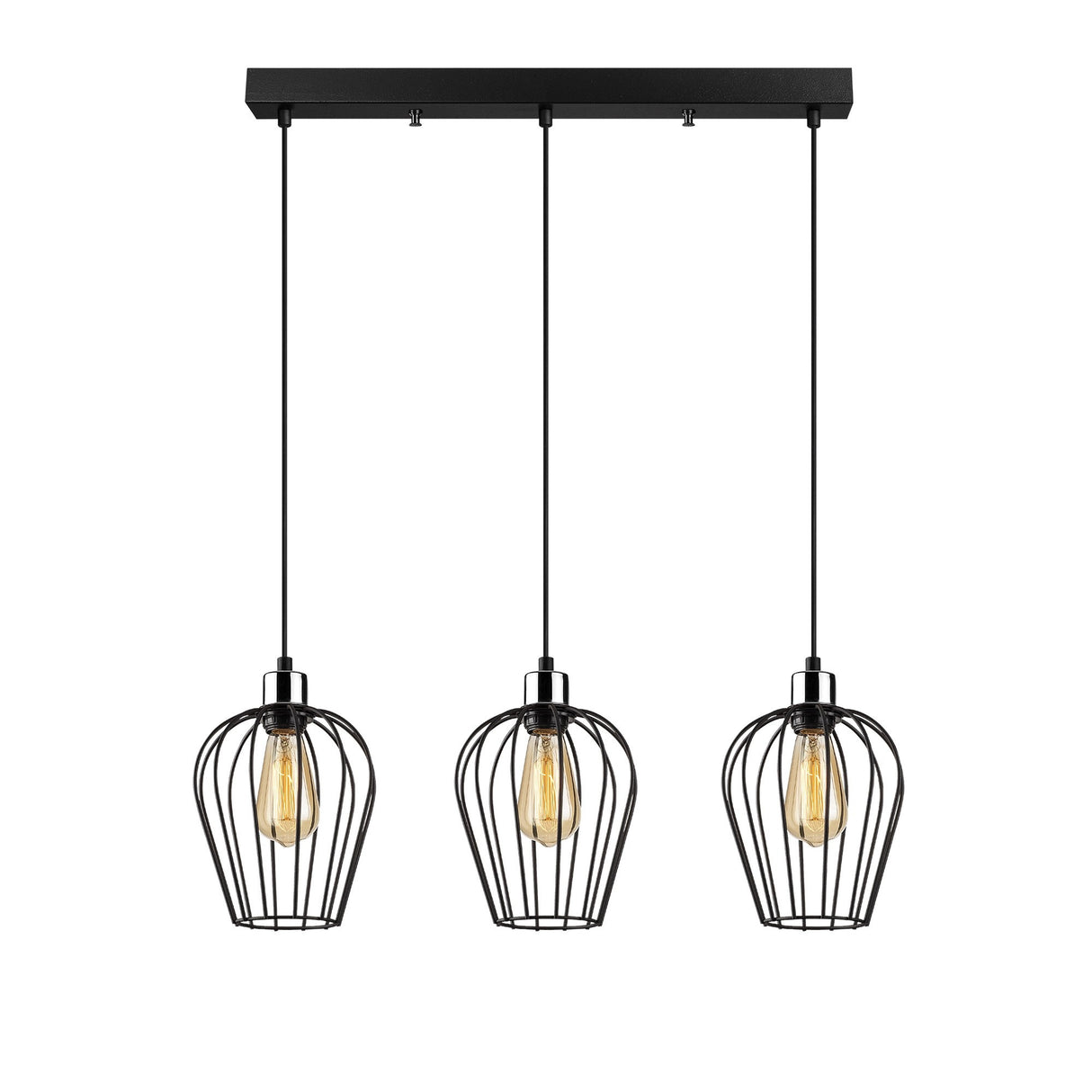 Hängelampe 3-flammig Schwarz Metall Predator