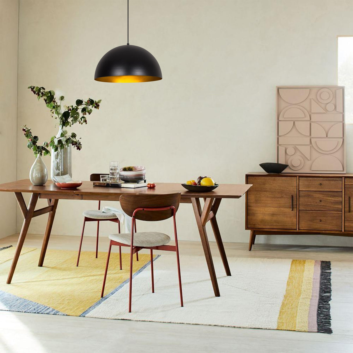 Hängelampe 40 cm Schwarz Gold Metall Echelon