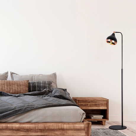 Stehlampe Schwarz Kupfer Metall Griff