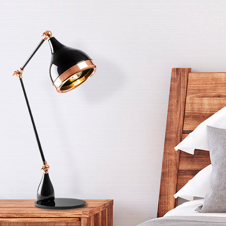 Tischlampe Schwarz Kupfer Metall Griff