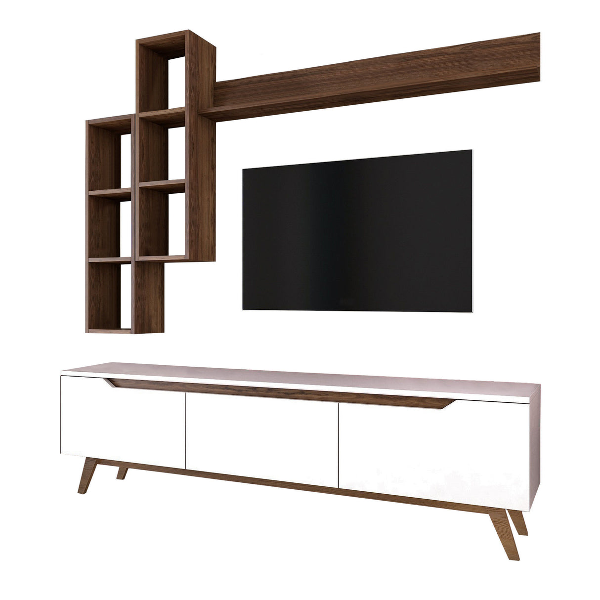 TV -Möbel Set Iona White Dark Walnut Melamin 180x48.6x35 cm