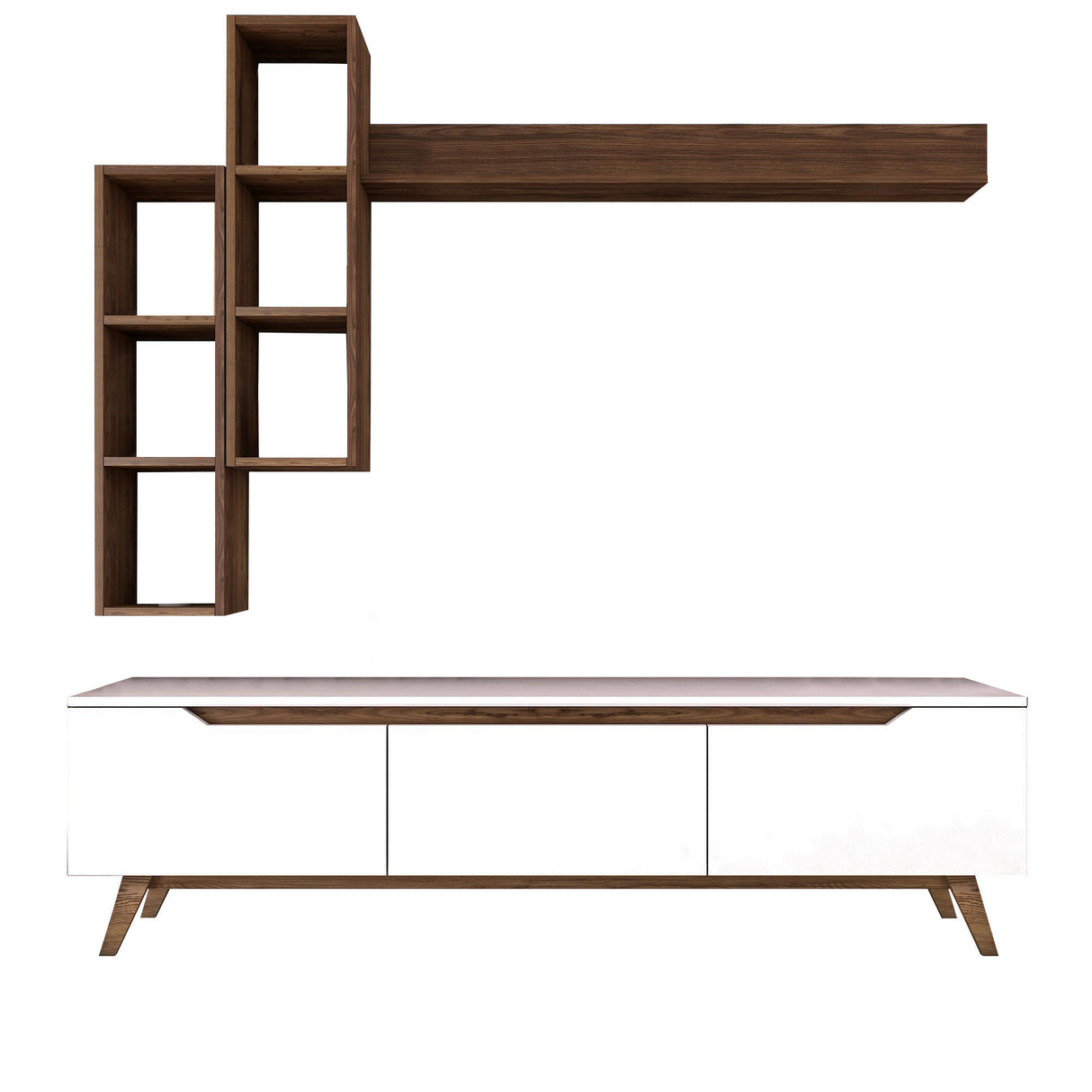 TV -Möbel Set Iona White Dark Walnut Melamin 180x48.6x35 cm