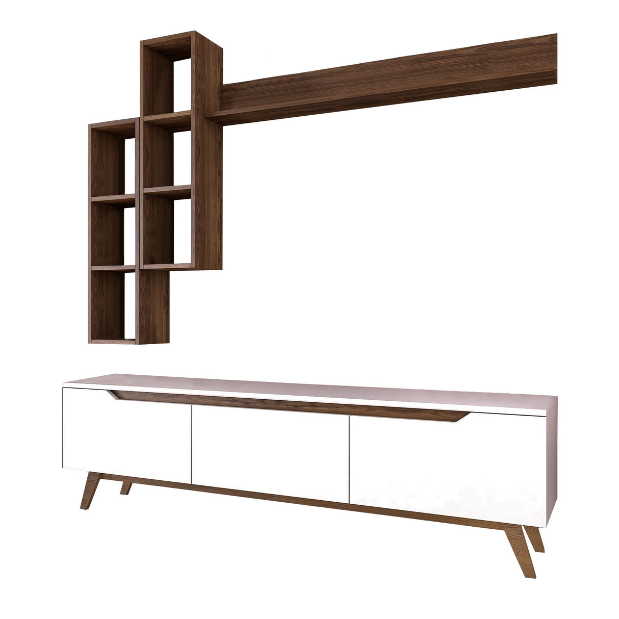 TV -Möbel Set Iona White Dark Walnut Melamin 180x48.6x35 cm