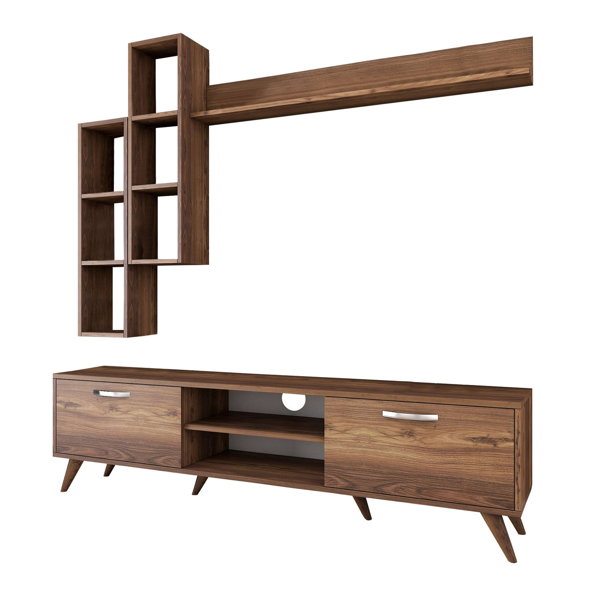 TV -Möbel -Set Ion Walnut Melamin 180x48.6x35 cm