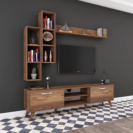 TV -Möbel -Set Ion Walnut Melamin 180x48.6x35 cm