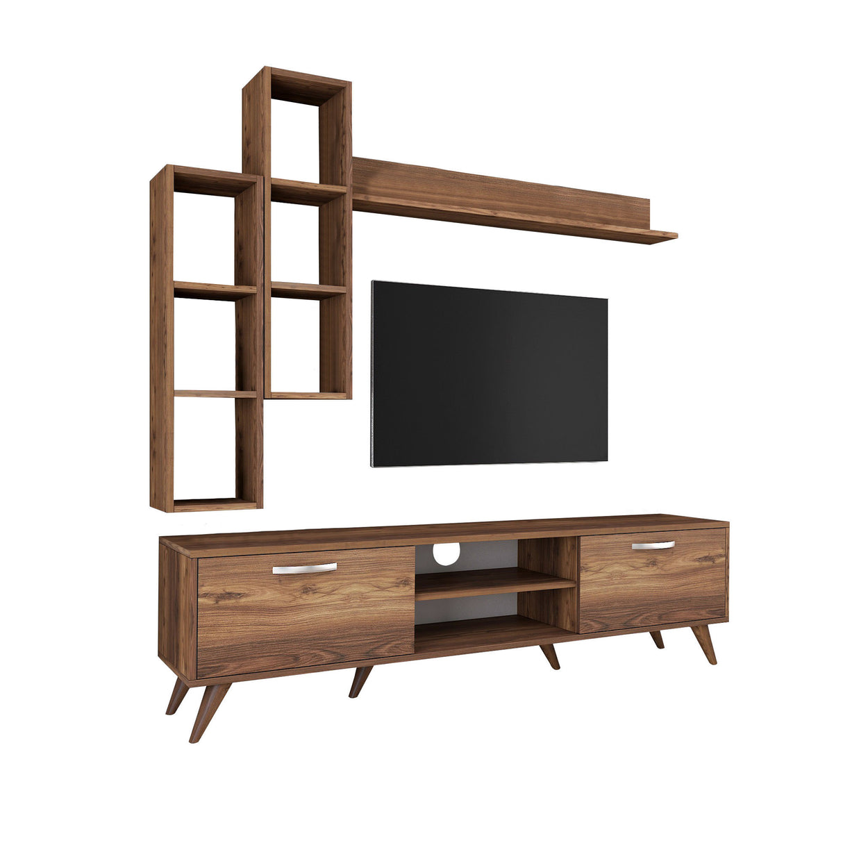TV -Möbel -Set Ion Walnut Melamin 180x48.6x35 cm