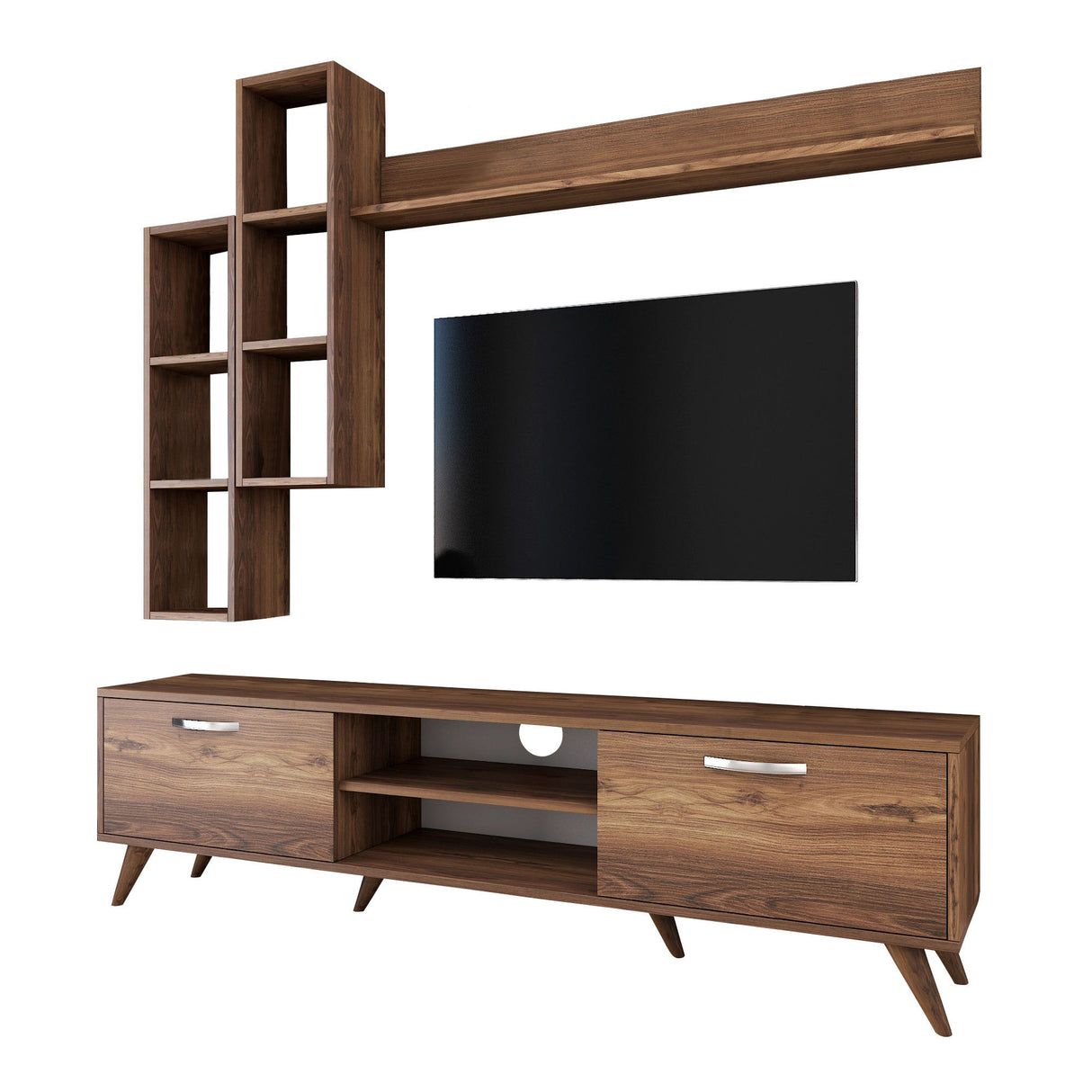 TV -Möbel -Set Ion Walnut Melamin 180x48.6x35 cm