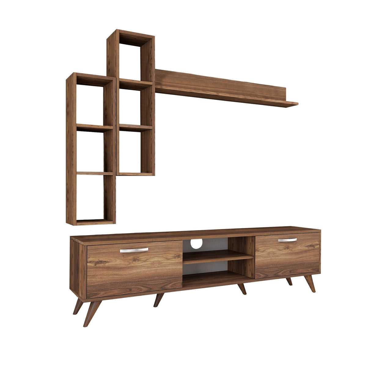 TV -Möbel -Set Ion Walnut Melamin 180x48.6x35 cm