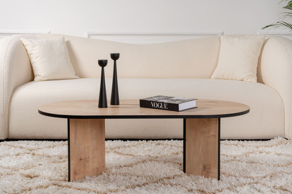 Couchtisch Eiche schwarz Melamin Bogenform Koda 119x60 cm