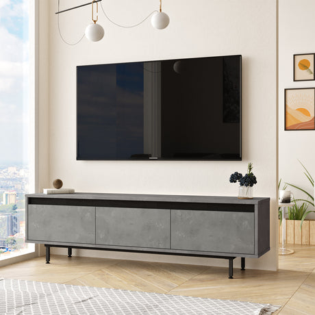 TV -Möbel Maya Silber Schwarzes Melamin 160x45.2x35.5 cm