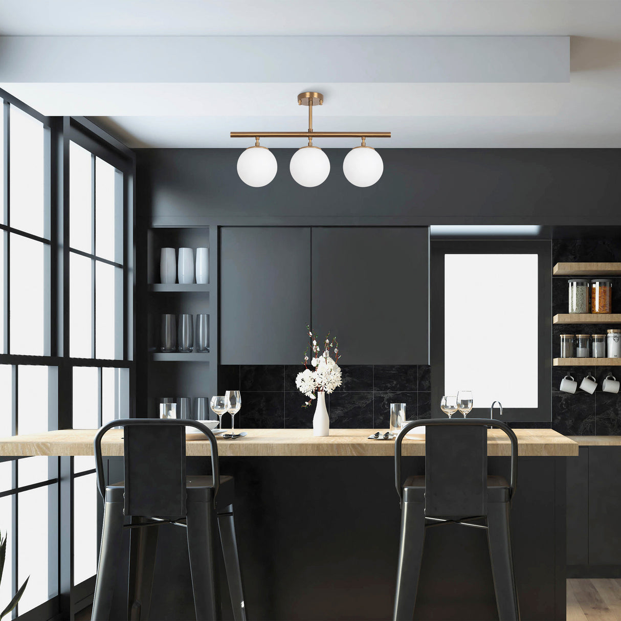 Hängelampe 3-flammig bronzefarbenes Metall