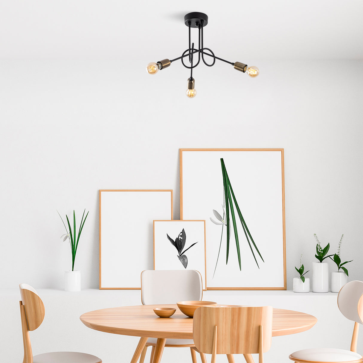 Hängelampe 3-flammig Schwarz Metall Pulse