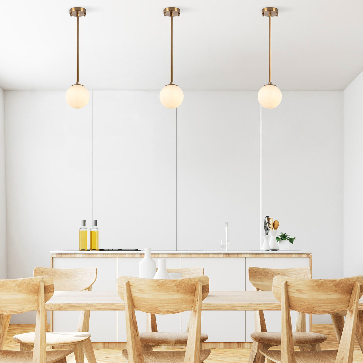 Hängelampe 3-flammig bronzefarben mit weißem Metallschirm Flint