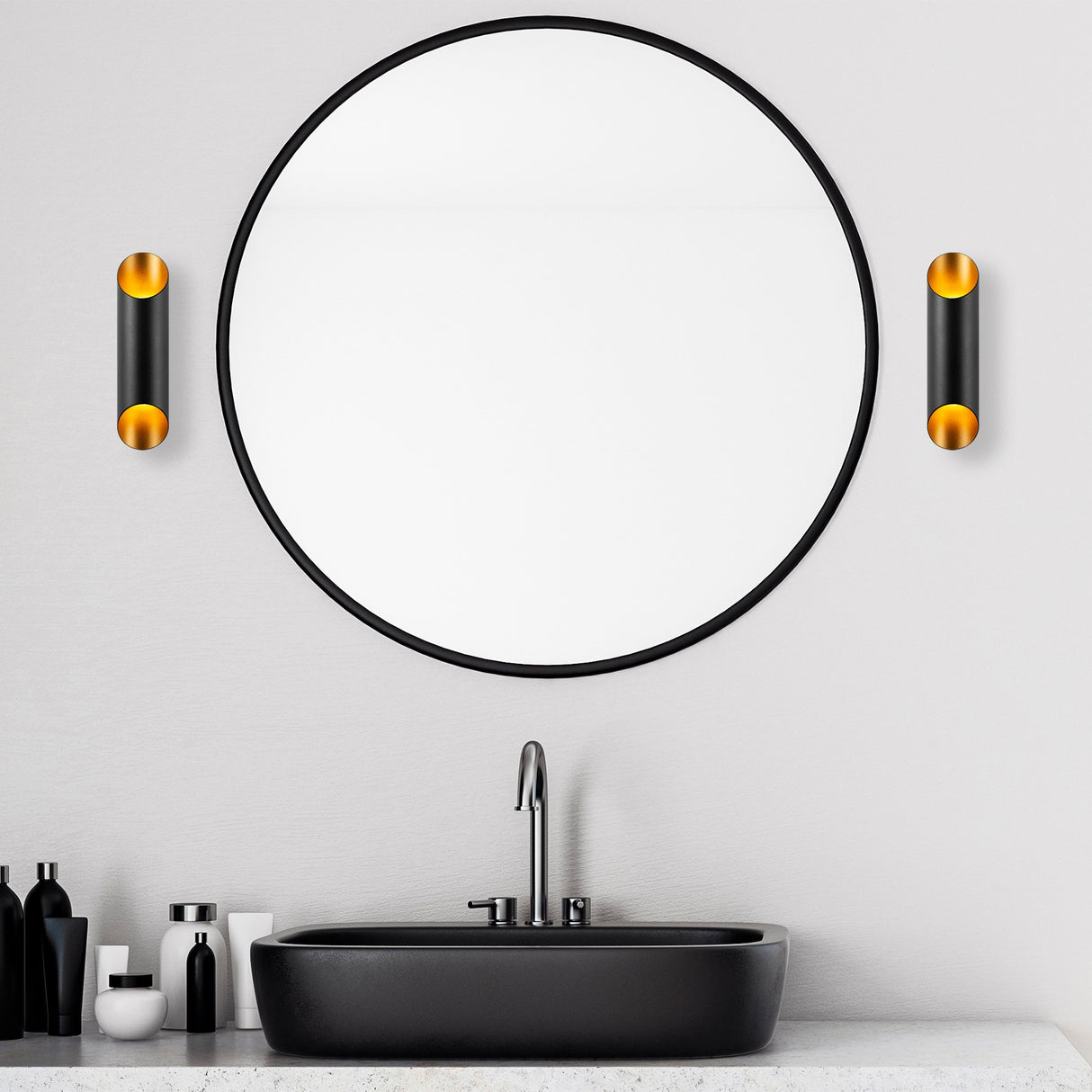 Wandleuchte Schwarz Gold Metall Juniper