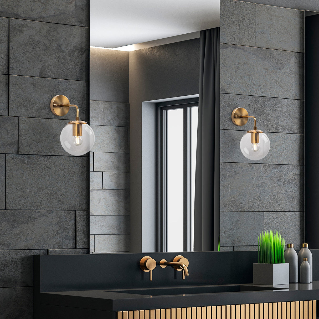 Wandleuchte bronzefarben klares Glas Brim