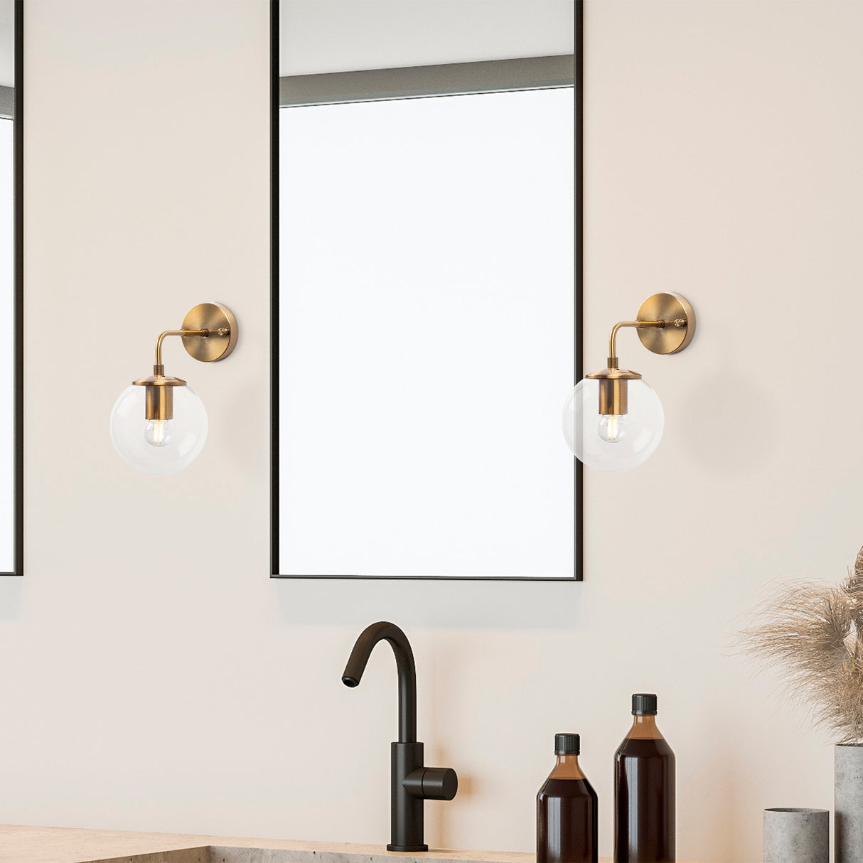 Wandleuchte bronzefarben klares Glas Brim