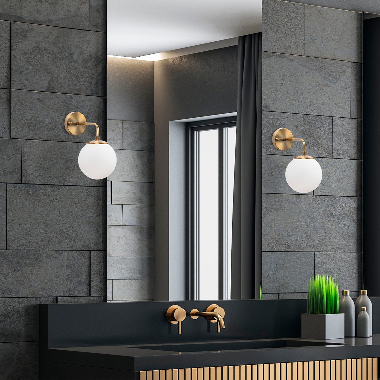 Wandleuchte Bronze Glas Brim