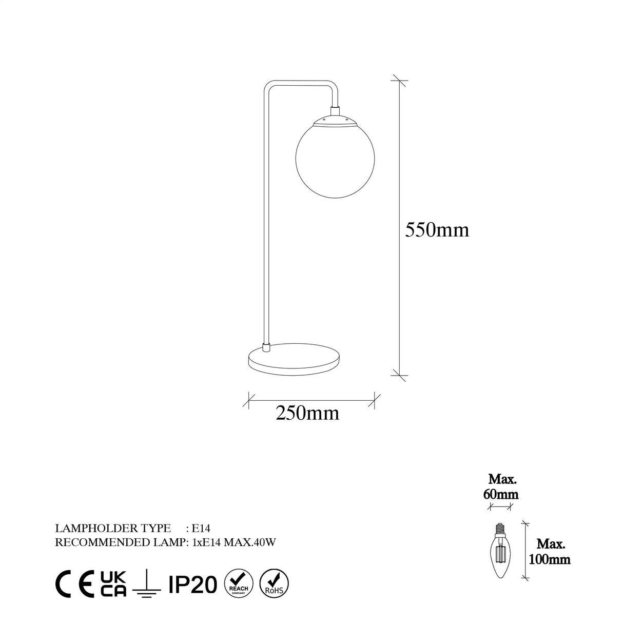 Tischlampe Bronzefarbene Glaskrempe