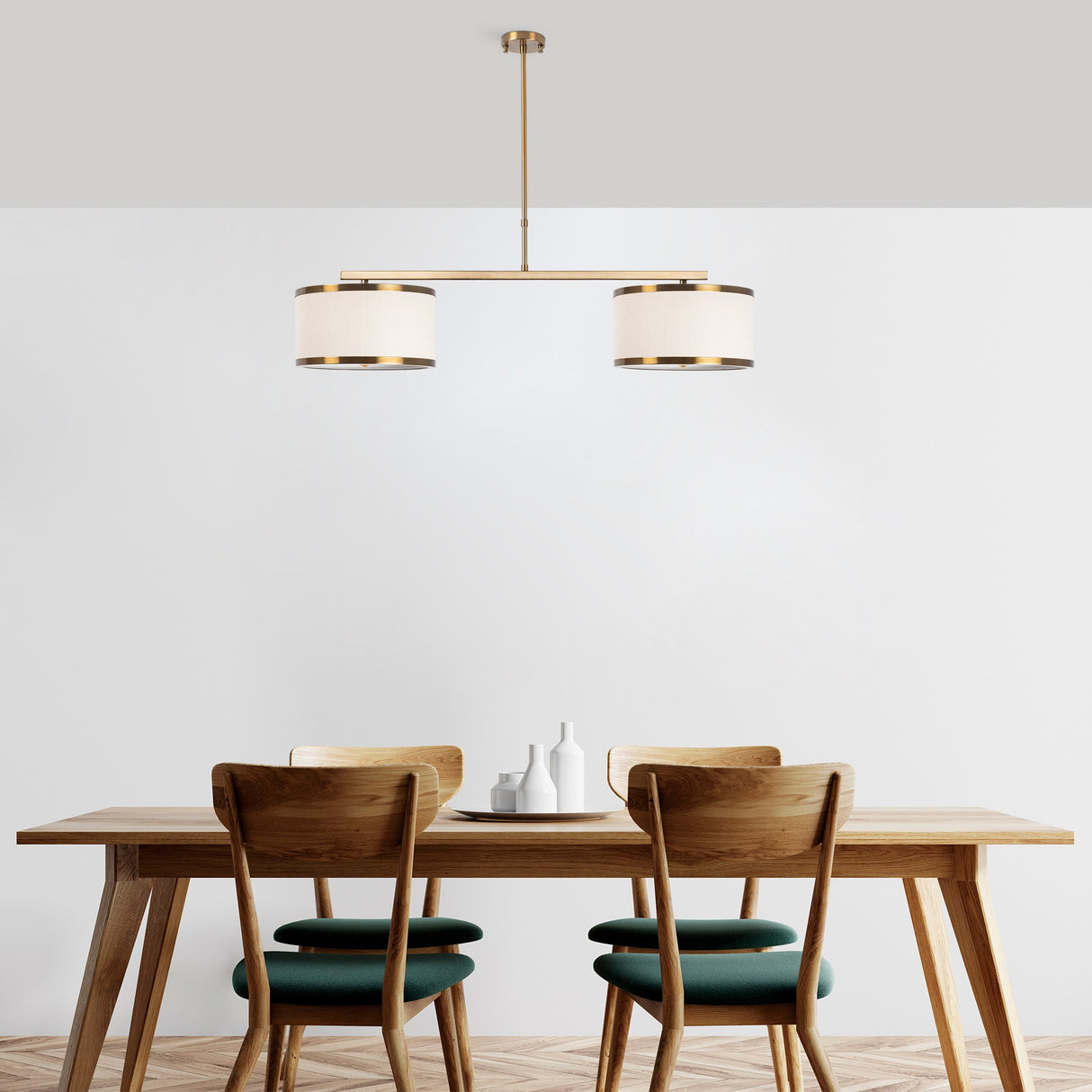 Hängelampe 2-flammig bronzefarben Stoff Frost