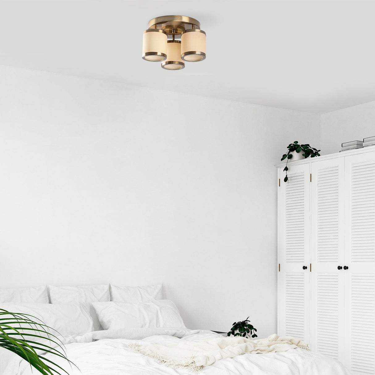 Deckenlampe bronzefarben Stoff Frost