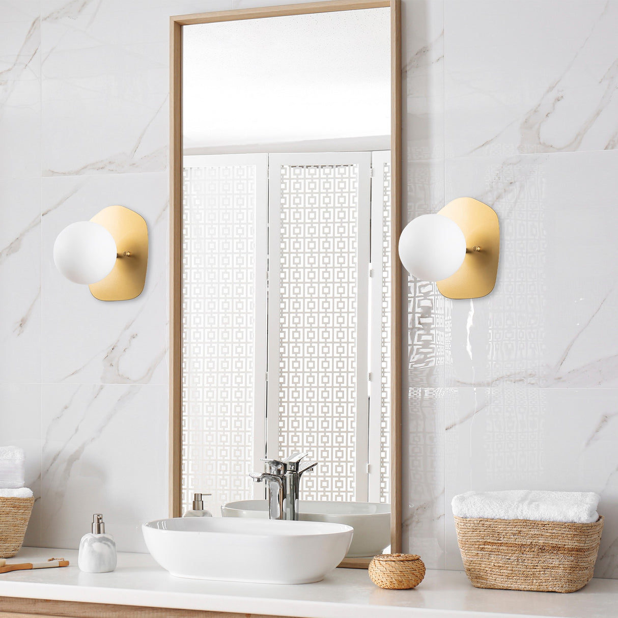 Wandleuchte 1-flammig Gold Glas Axel