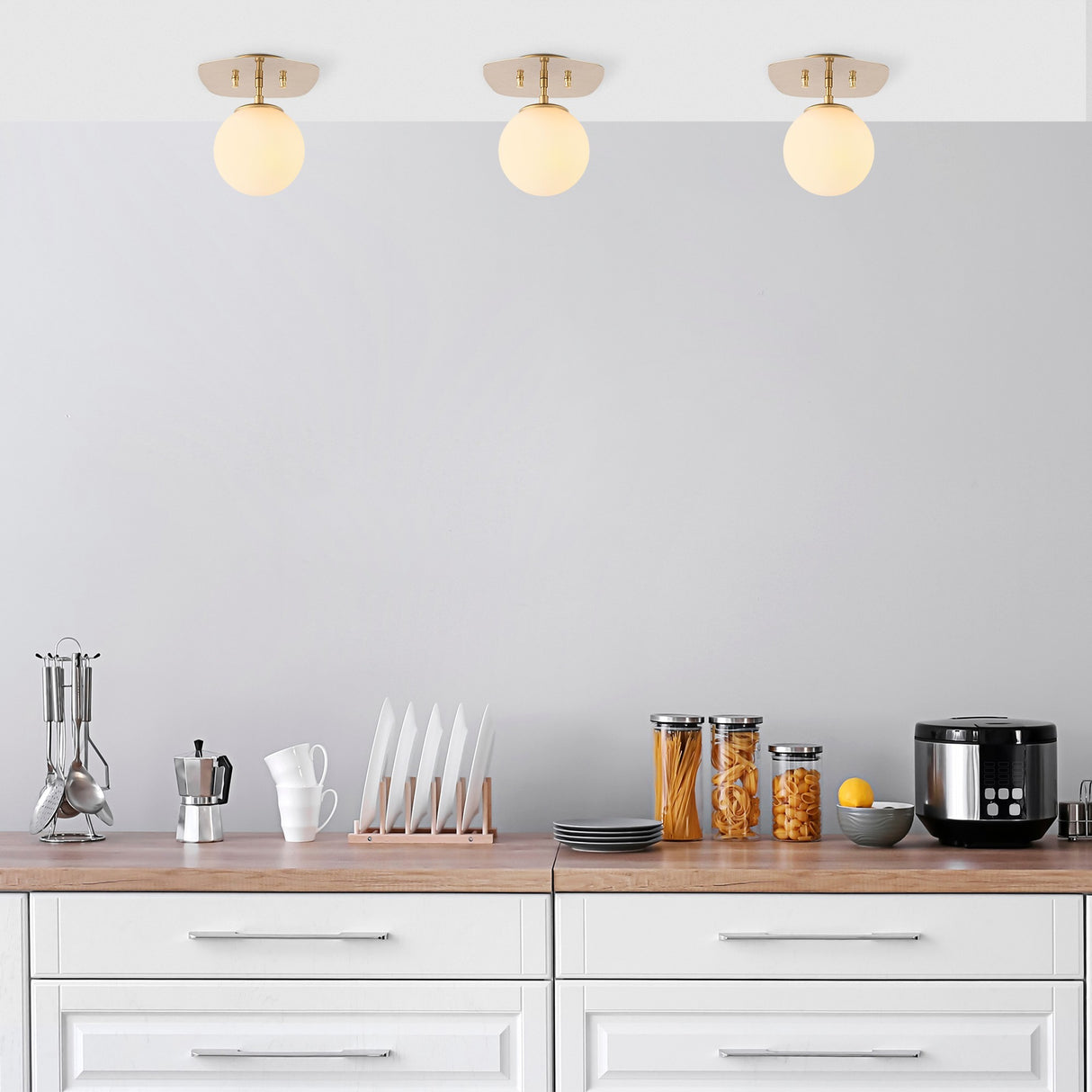 Deckenleuchte 1-flammig Gold Glas Axel