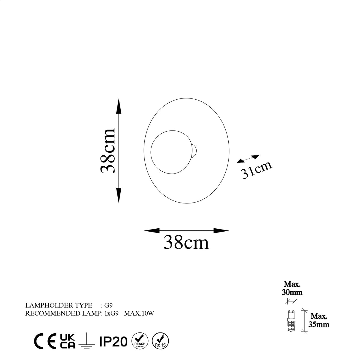 Wandleuchte Kupferfarben 38 cm Metall Elevate