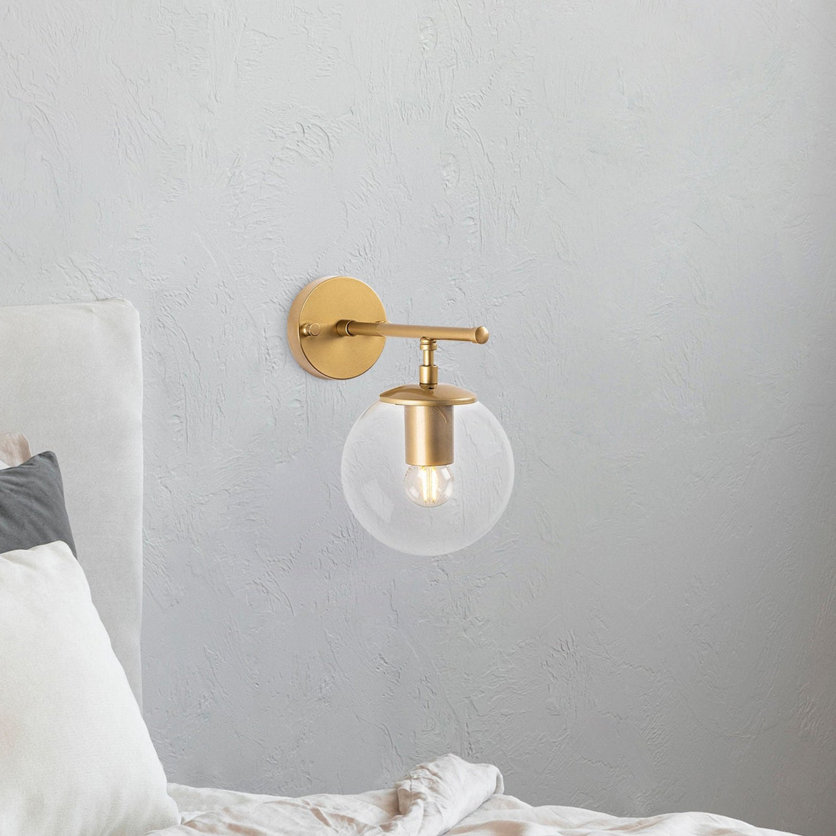 Wandleuchte Gold Klarglas Obsidian