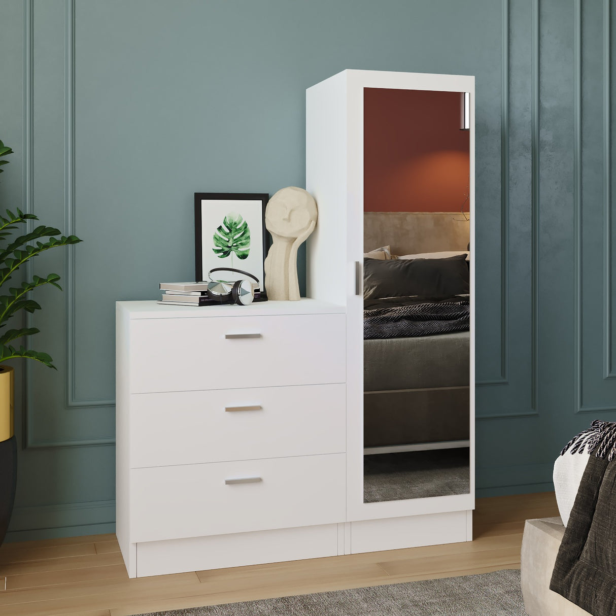 Wandschrank Jade weißes Melamin 60x72x47 cm