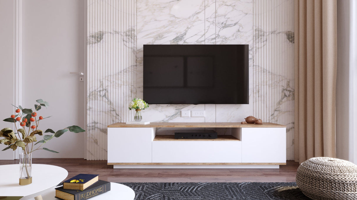 TV -Möbel Salerno Atlantic Pine mit Melamine 180x44,6 x 44,5 cm